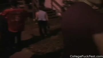 Petite blonde rides college cock at party
