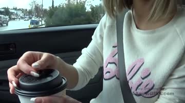 Cute blonde gets Camel Toe pussy fucked in studio