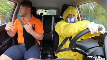 Student driver publicly blows instructor before fucking