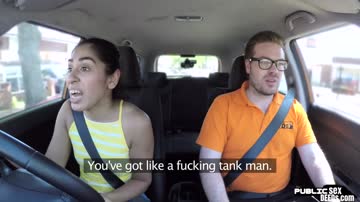 Student driver publicly sucks instructor before pussyfucking