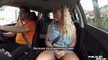 Busty brit publicly sucking and fucking her driving teacher