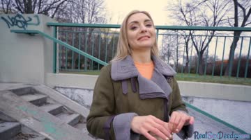 Blonde euro babe with natural tits gets fuck in public