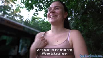 Public sex by british cock for this brunette euro babe