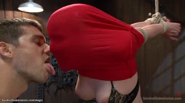 Bound brunette licked and fucked