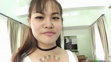 Thai girl Bew wants her mouth and pussy to be filled up