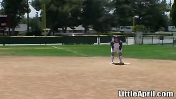 Little April Plays With Herself After A Game Of hard baseball