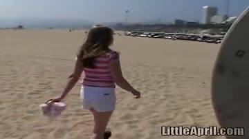 Sweet Teen Little April's Beach Walk And Holiday