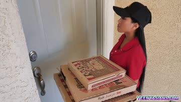 Horny teens fucked this sexy asian delivery girl