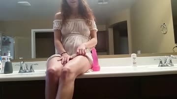 My stepsister rides her dildo home alone