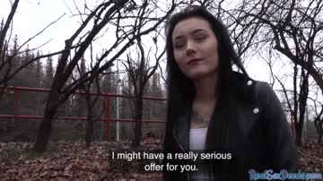 Tricked amateur throatfucked outdoor by shady agent POV