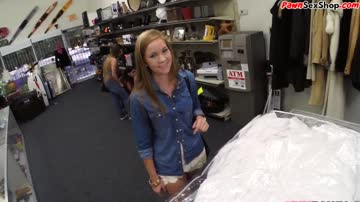 Innocent pawnshop customer gets throatfucked