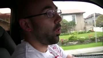 Hot Girlfriend Flashes Tits While Boyfriend Is Driving