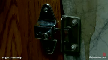 Three lezdoms whipping busty slut