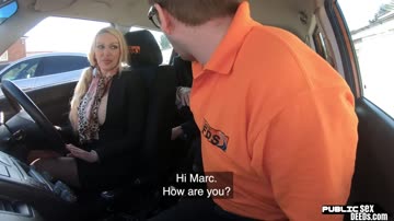 Busty british wife fucks hubby on drivings school car