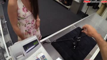Pawnshop domme selling her gear before pov bj