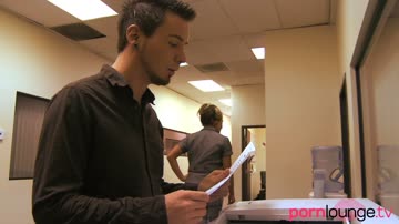 Blonde boss with big boobs gives head