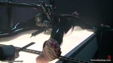 Bound ebony zippered and ass hooked