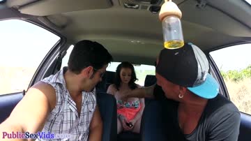 Busty brit publicly blows before outdoor sex