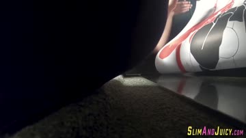 Teen gets big round ass spermed over