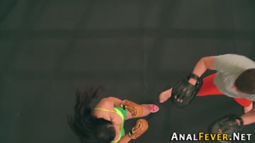 Busty babe gets anally pounded and sucks