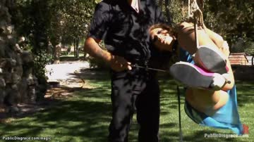 Bound Euro babe fucked in public