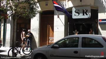 Babe hung for tree and public fucked