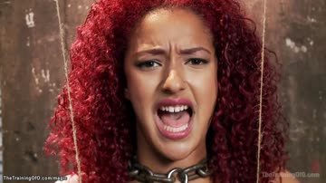 Ebony throat and ass fucked in bondage