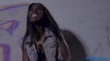 Ebony babe gets facial licked by gonzo lady