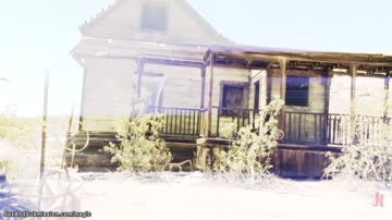 Hunter tormets slaves in the desert