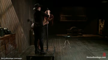 Redhead with neck trapped in device