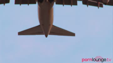 Stewardess with big boobs sucks pilots shlong