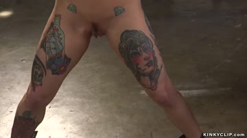 Tattooed slave bound anal fucked