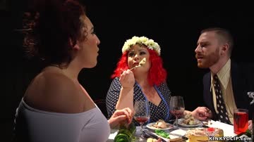 Two fat mistresses anal fucking man