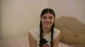 Real amateur brunette masturbating and sucking cock