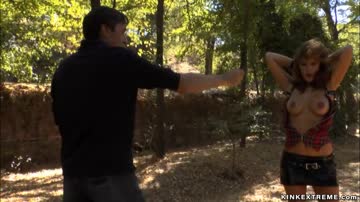 Busty Euro slut fucked in public