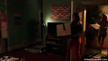 Busty lesbian MILF dp group fucked