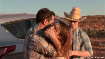 Couple anal fuck bound slut in desert