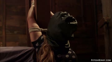 Blonde in wooden stock rough banged