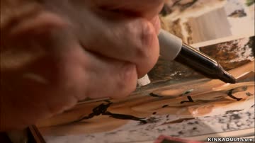 Shipping clerk toying bound blonde