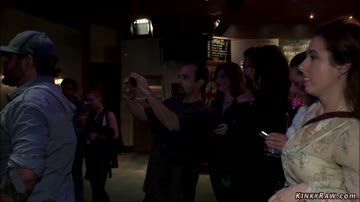 Bound ebony slut fucked in public