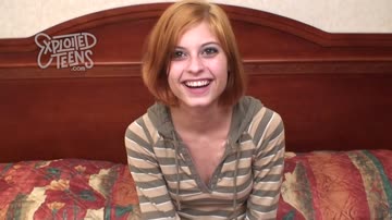 Young petite redheaded teen sucks an 8 inch cock