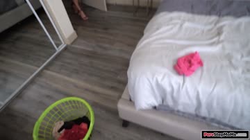 Busty blonde stepmom gets her shaved pussy banged by stepson