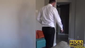 Spanked ass sub tied up for pounding