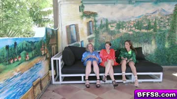 Teen BFFs alternately sucks and bounce on Peter