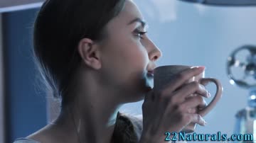 Doggystyled beauty sucks and jerks fat cock