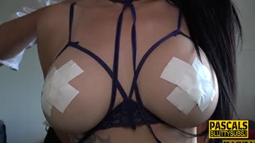 Throated submissive milf with big jugs