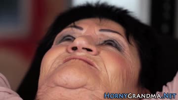 Old skank blows cock and takes cum facial