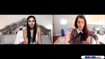 Small tit gf masturbates with bff on cam