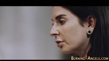 Tattooed gothic lesbian with small tits