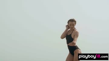 Skinny Adel Morel proudly presents her tiny boobies